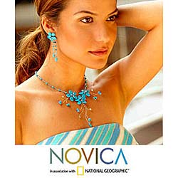'Blue Floral Cascade' Choker (Thailand)