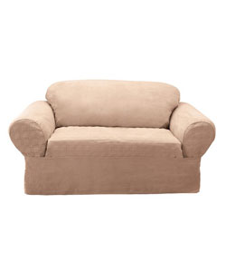 Textured Suede Sable Loveseat Slipcover
