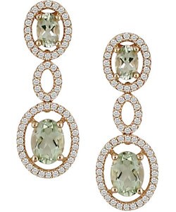 Green Amethyst 4/5ct TDW Diamond Earrings