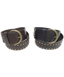 Silver Jeans Beaded Accent Wide Leather Belt