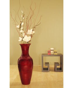 Bamboo Floor Vase and White Magnolias
