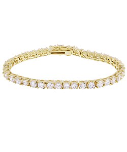 14k Gold Overlay Classic Diamoness Tennis Bracelet