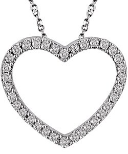 14k White Gold 1/6ct TDW Diamond Heart Necklace