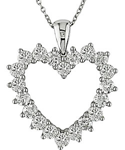 14k White Gold 2ct TDW Diamond Heart Necklace