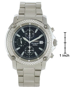 Seiko Men's Chrono Black Dial Steel Watch