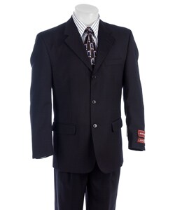 Jeffrey Banks Men's Navy Athletic Fit 3-button Suit