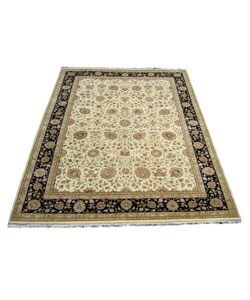 Sino Tabriz Hand-knotted Ivory/Navy Rug (9 x 12)