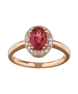 14k Gold Pink Tourmaline 1/10ct TDW Diamond Ring