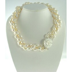 Maddy Emerson Genuine Freshwater Pearl 3-row Necklace (10-11 mm)
