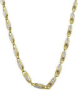 14k Two-tone Gold Rectangular Box Link Necklace