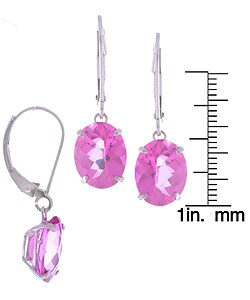 14k White Gold Oval Pink Topaz Leverback Earrings