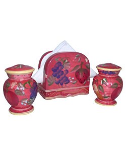 Sandy's Orchard Hand-painted Napkin/ Salt/ Pepper Set
