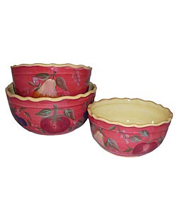 Sandy's Orchard Hand-painted 3-piece Bowl Set