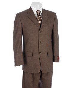 Jeffrey Banks Men's Tan Checked 3-button Suit