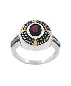 Glitzy Rocks SS Rope Design Oxidized Garnet Ring