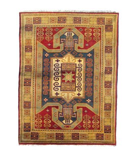 Indo Kazak Hand-knotted Red/Gold Rug (5' x 8')