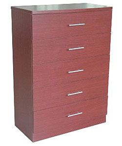 Mahogany Finish 5-drawer Dresser