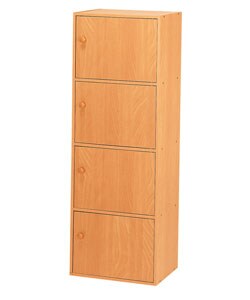 Natural 4-tier Storage Cubbies with Doors
