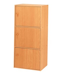Natural 3-tier Storage Cubbies with Doors