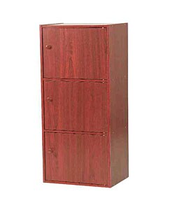 Mahogany 3-tier Storage Cubbies with Doors