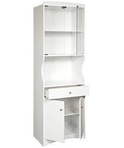 White Finish Tall Microwave Cabinet