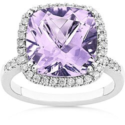 14k White Gold Amethyst 1/3ct TDW Diamond Ring