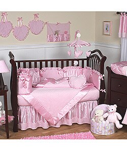 Chenille and Satin Girls 12-piece Baby Bedding Set