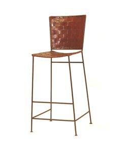 Handcrafted Leather and Iron Barstool (Set of Two) (India).