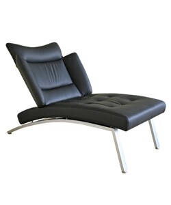 Eustace Black Full Leather Chaise Lounge