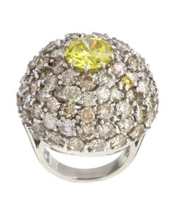 Platinum and Champagne Diamonds Giant Cluster Ring