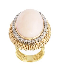 18K Yellow Gold Giant Coral Cocktail Ring