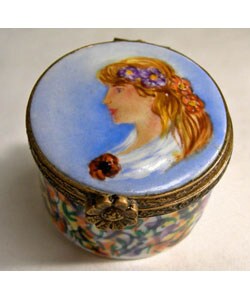 Limoges Hand-painted Young Lady Keepsake Box