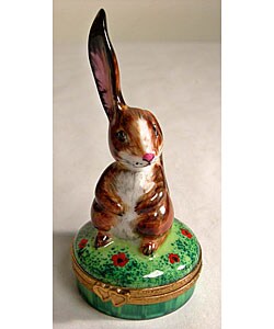 Limoges Hand-painted Lop Ear Rabbit Keepsake Box