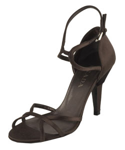 Prada Dark Brown Satin Ankle Strap Sandals