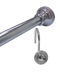 Finial Chrome Shower Rod and Hook Set