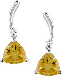 10k White Gold Trillion-cut Citrine Earrings