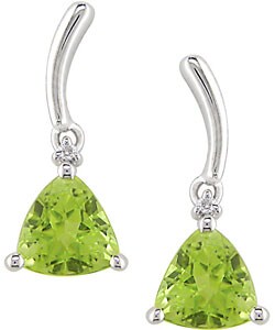 10k White Gold Trillion-cut Peridot Earrings