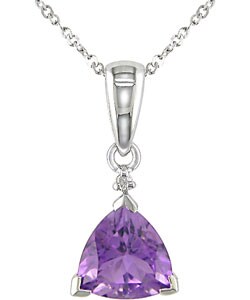 10k White Gold Trillion-cut Amethyst Necklace