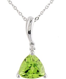 10k White Gold Trillian Peridot Diamond Necklace
