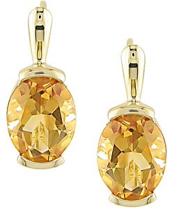 10k Yellow Gold Oval Citrine Earrings