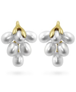 14k Yellow Gold Freshwater Pearl Cluster Earrings