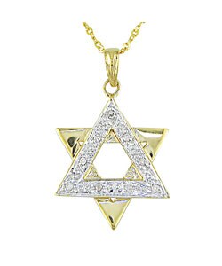 10k Gold Diamond Star of David Necklace