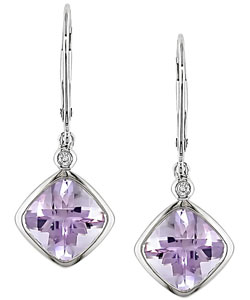 10k Gold Rose de France Quartz Diamond Earrings