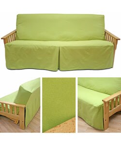 Full Size Skirted Futon Slipcover Twill Lime