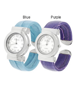 Geneva Platinum Women's Polished Round Cuff Watch
