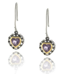 Glitzy Rocks Sterling Silver Amethyst Heart Earrings