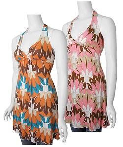 Adi Designs Floral Print Empire Cut Halter Dress