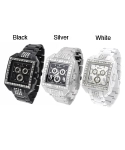 Geneva Platinum Men's Square Bezel Link Watch