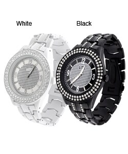 Geneva Platinum Men's Round Bezel Metal Link Watch