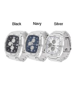 Geneva Men's Rectangular Bezel Link Watch